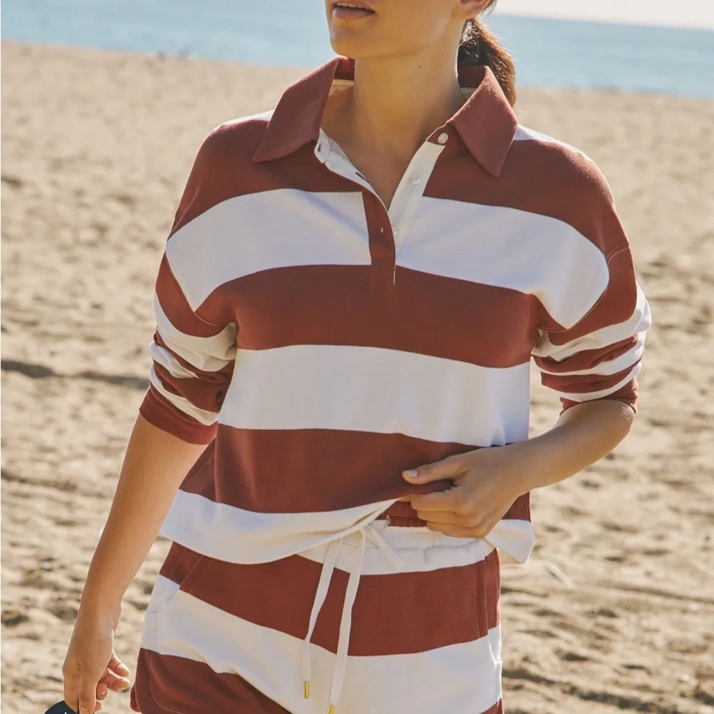 Beach Riot x Anthropologie Rocio Long Sleeve Collared Top - Picture 2 of 3